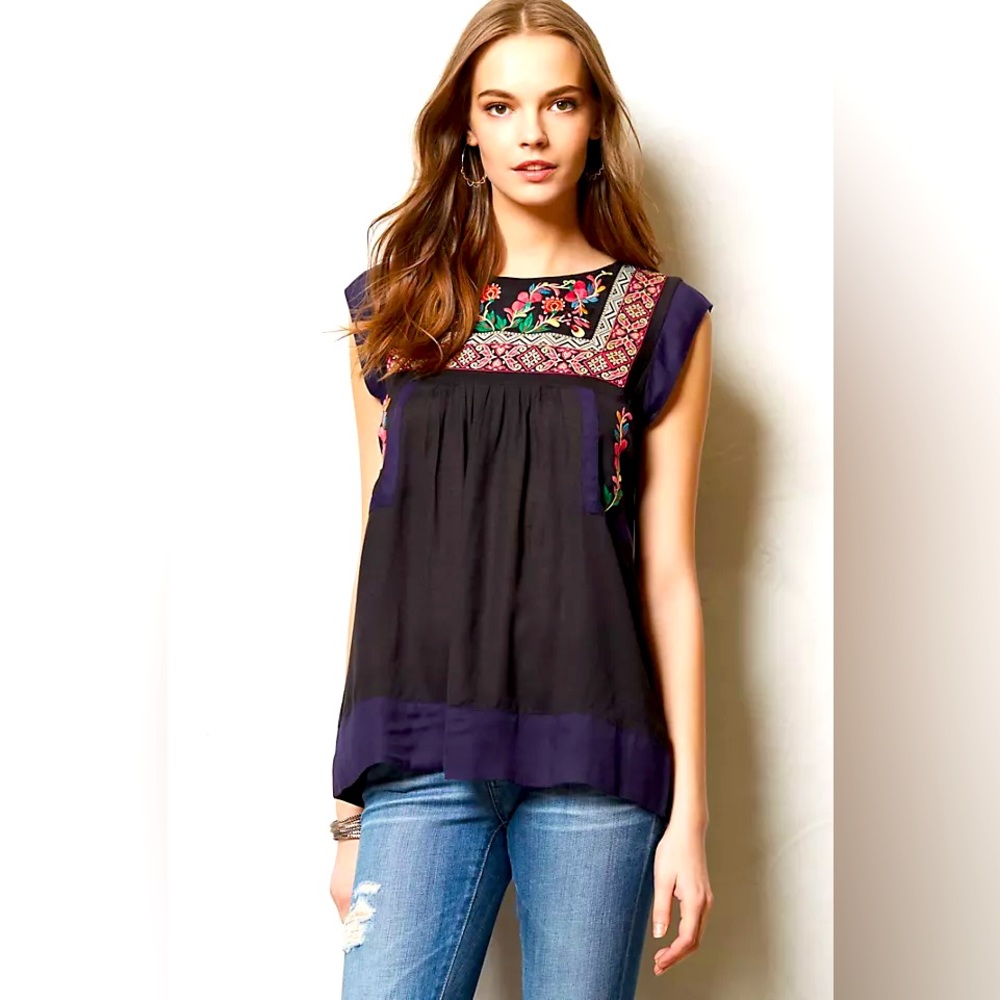 ANTHROPOLOGIE FLOREAT KYRA EMBROIDERED TOP 8